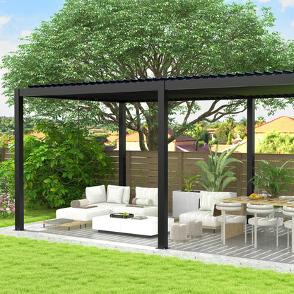 19' x 10' Louvered Pergola with Steel Louvers – Black