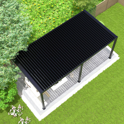 19' x 10' Louvered Pergola with Steel Louvers – Black