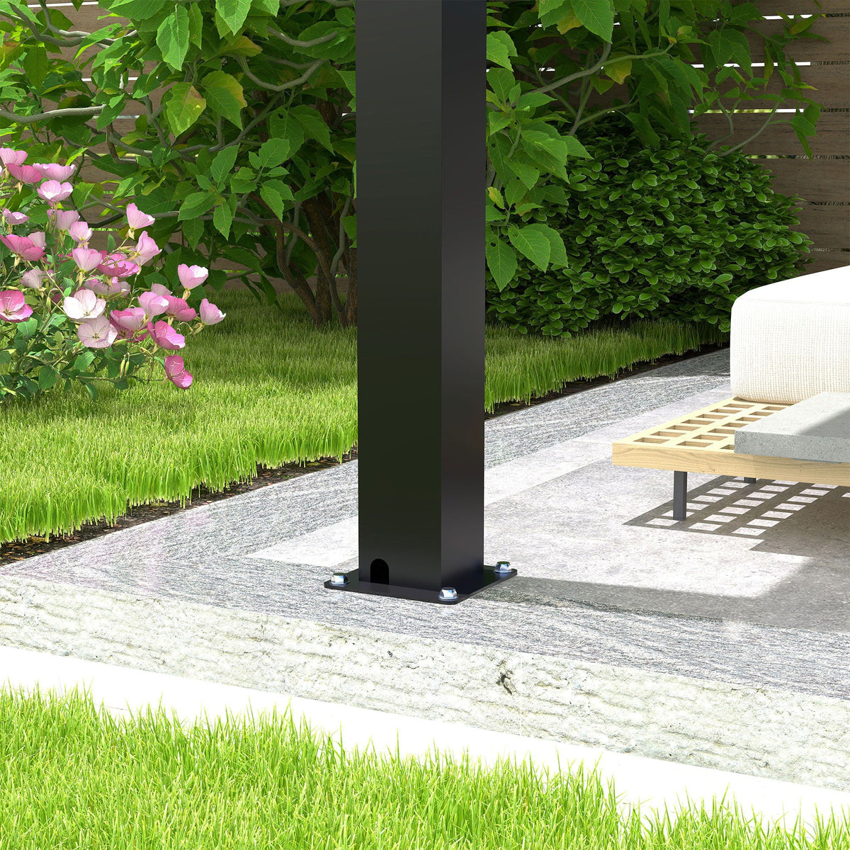 19' x 10' Louvered Pergola with Steel Louvers – Black