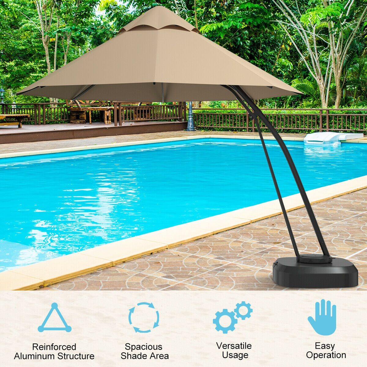 11' Cantilever Patio Umbrella with Wheeled Base
