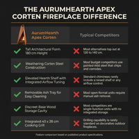 AurumHearth Apex Corten Fireplace — Comparison